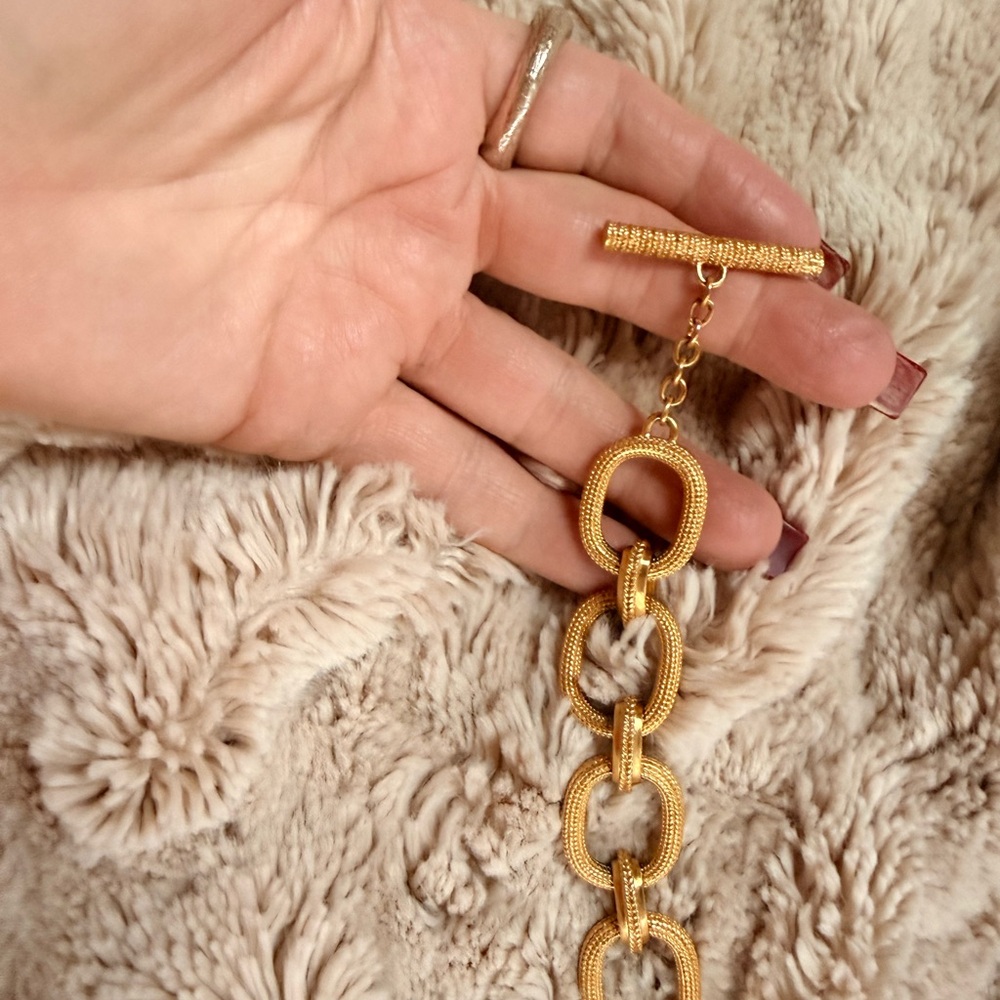 22k Gold Link Toggle Bracelet 22k Gold plated Julie vos - Picture 3 of 13